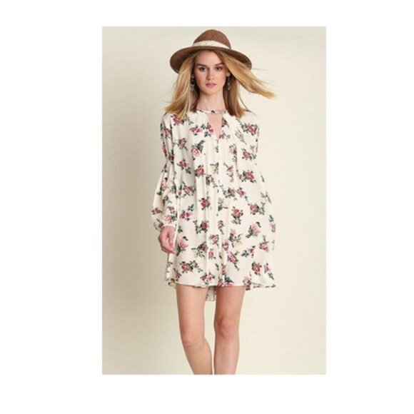 UMGEE boho floral keyhole swing flowy dress L - Picture 5 of 5